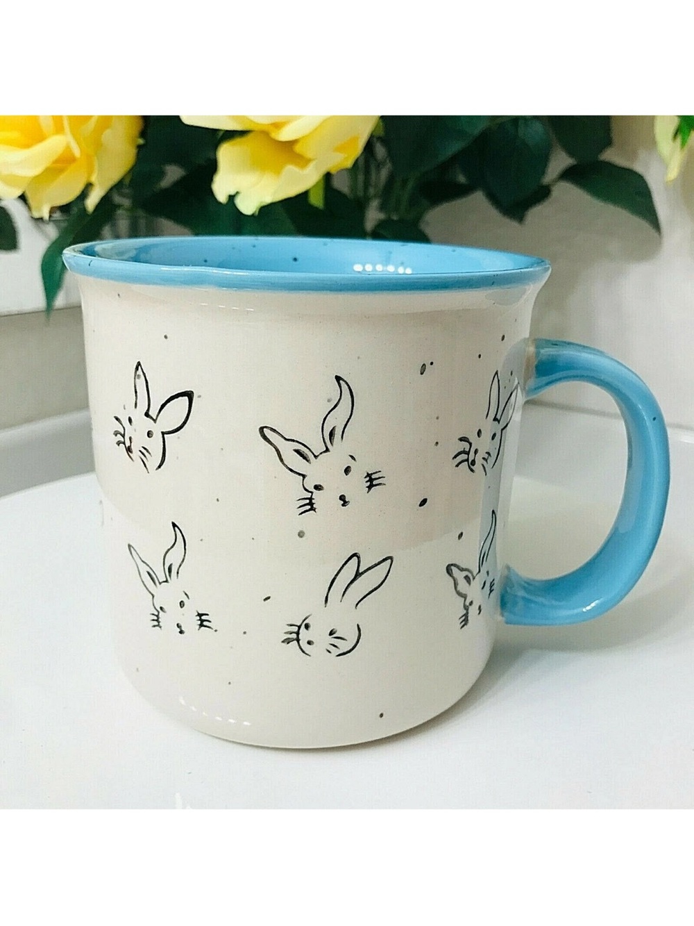 Blue-Accent Bunny Ceramic Easter Mug - Home Accents by Meritage